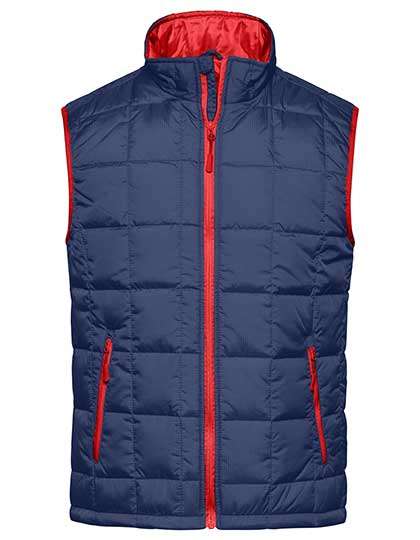 James&Nicholson Men´s Padded Light Weight Vest Navy/Red S (JN1037)