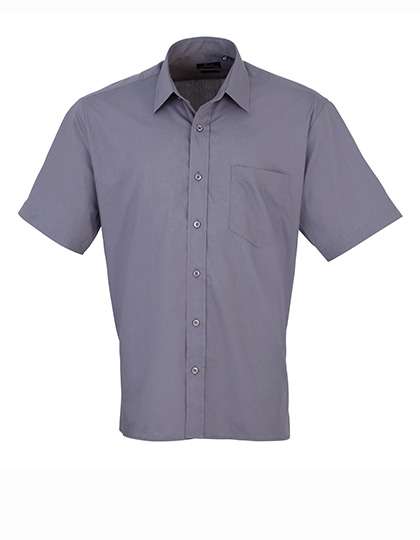 Premier Workwear Men´s Poplin Short Sleeve Shirt Steel (ca. Pantone Cool Grey 11C) 47 (18H) (PW202)