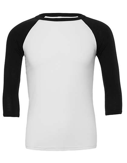 Canvas Unisex 3/4 Sleeve Baseball T-Shirt White/Black XL (CV3200)