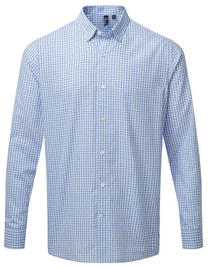 Premier Workwear Men´s Maxton Check Long Sleeve Shirt Light Blue (ca. Pantone 2707C)/White S (PW252)