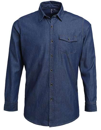 Premier Workwear Men´s Jeans Stitch Denim Shirt Indigo Denim (ca. Pantone 2767C) XL (PW222)