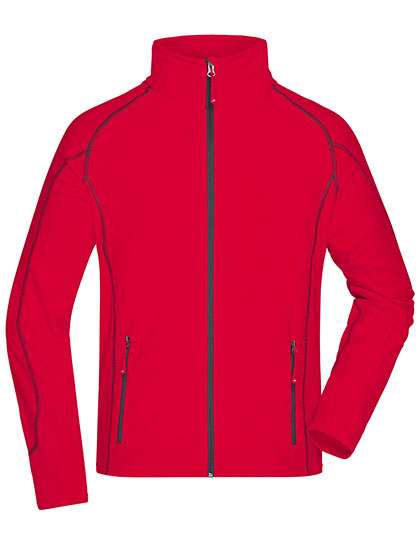 James&Nicholson Men´s Structure Fleece Jacket Red/Carbon S (JN597)