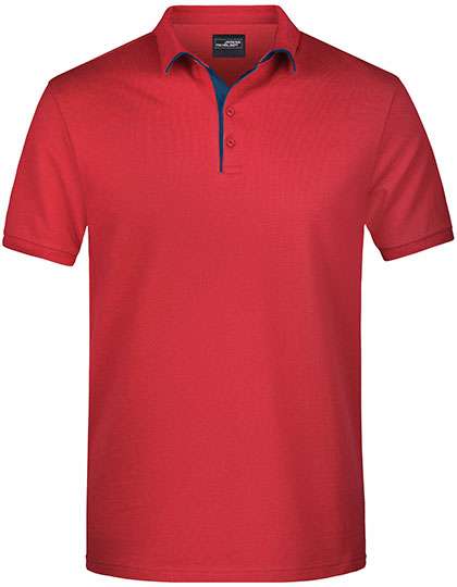 James&Nicholson Men´s Polo Single Stripe Red/Navy M (JN726)