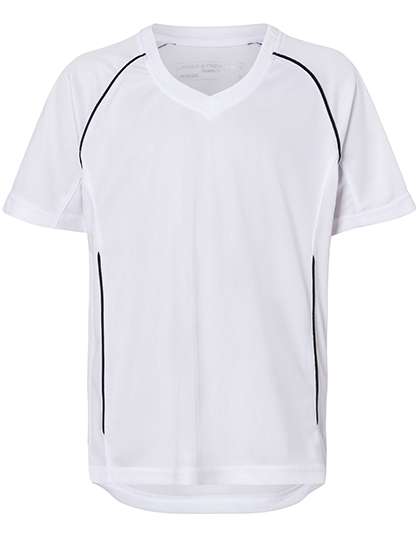 James&Nicholson Junior Team Shirt White/Black M (122/128) (JN386K)