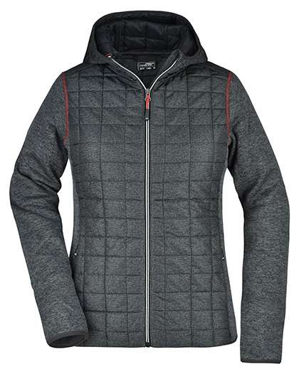 James&Nicholson Ladies´ Knitted Hybrid Jacket Grey Melange/Anthracite Melange XL (JN771)