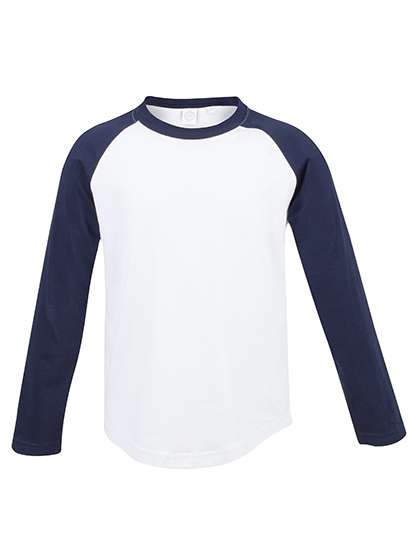 SF Minni Kids´ Long Sleeved Baseball T White/Oxford Navy 7-8 Jahre (SM271)