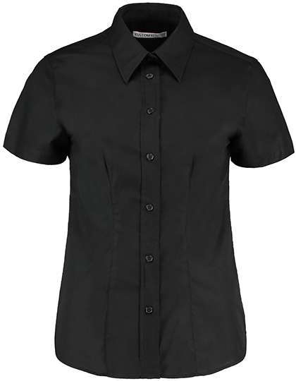 Kustom Kit Women´s Tailored Fit Workwear Oxford Shirt Short Sleeve Black 38 (M/12) (K360)