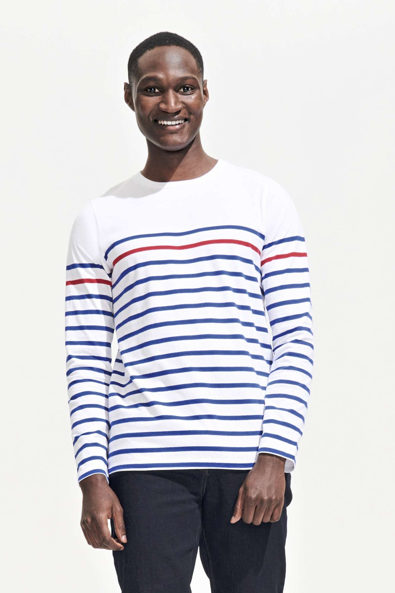 SOL´S Men´s Long Sleeve Striped T-Shirt Matelot White/Royal Blue 241 L (L03099)
