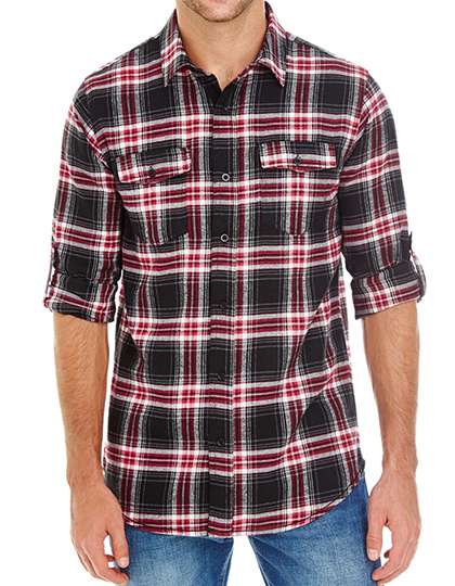 Burnside Woven Plaid Flannel Shirt Red Check M (BU8210)