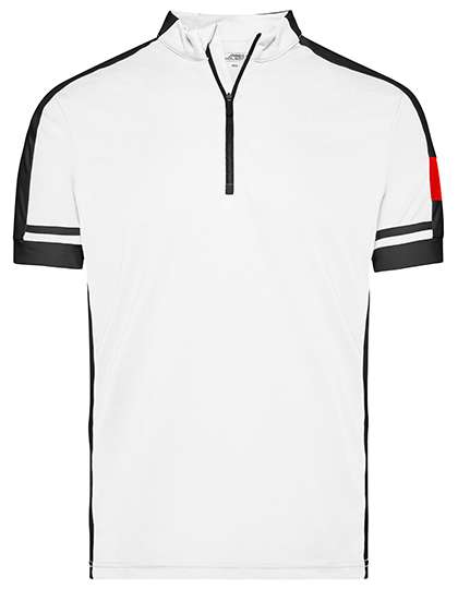 James&Nicholson Men´s Bike-T Half Zip White M (JN452)