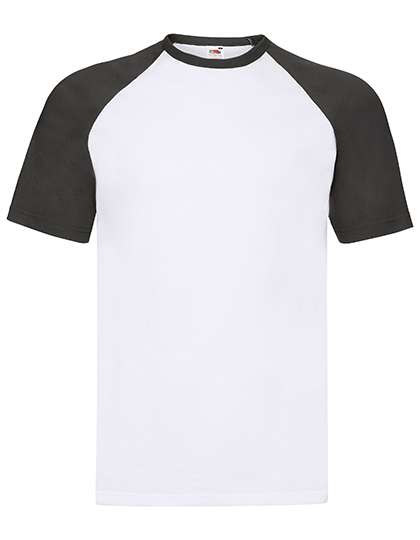 Fruit of the Loom Short Sleeve Baseball T White/Black XL (F295)