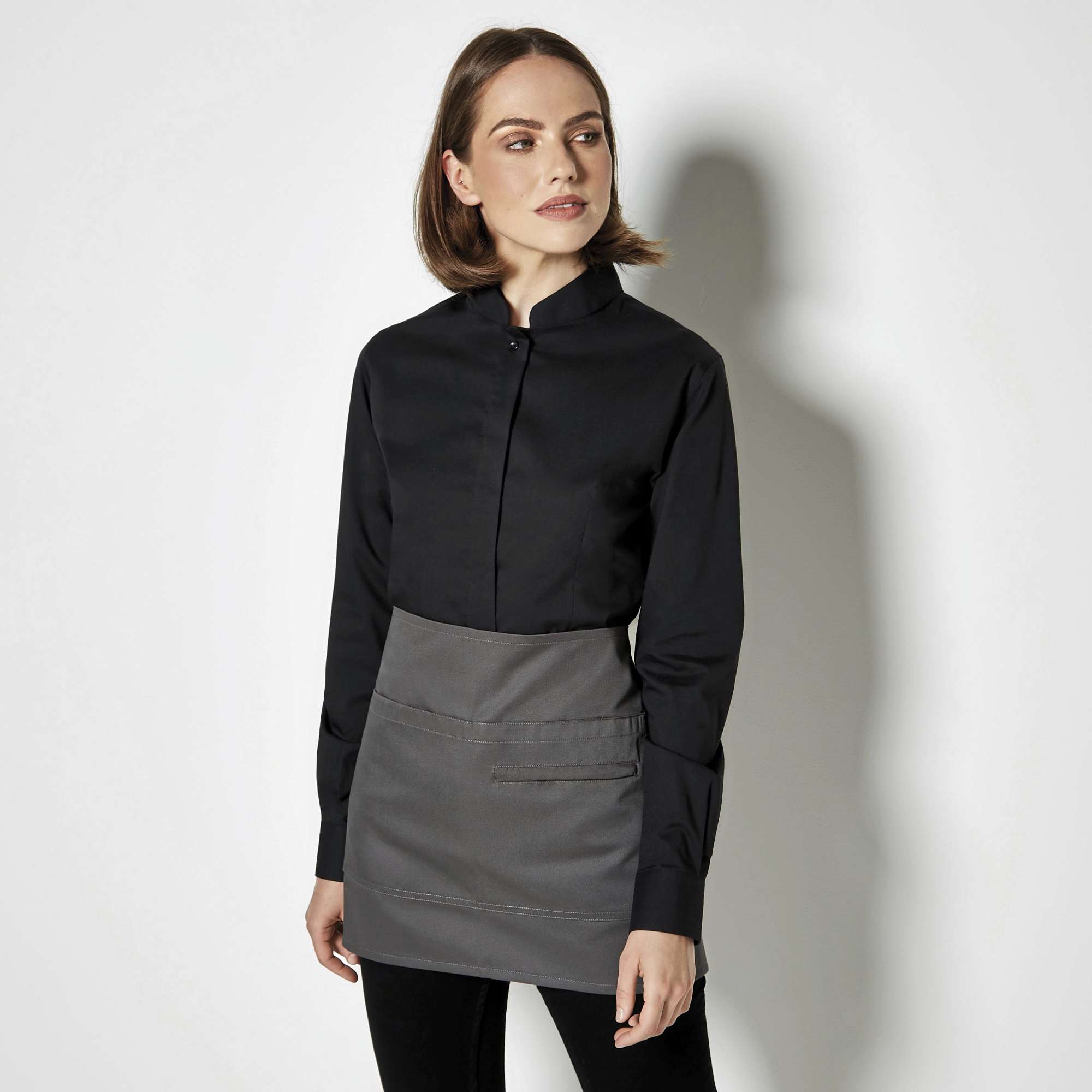 Bargear Women´s Tailored Fit Shirt Mandarin Collar Long Sleeve Black 34 (XS/8) (K740)