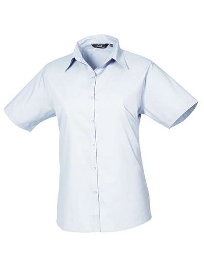 Premier Workwear Women´s Poplin Short Sleeve Blouse Light Blue (ca. Pantone 2717C) 50 (4XL/22) (PW302)