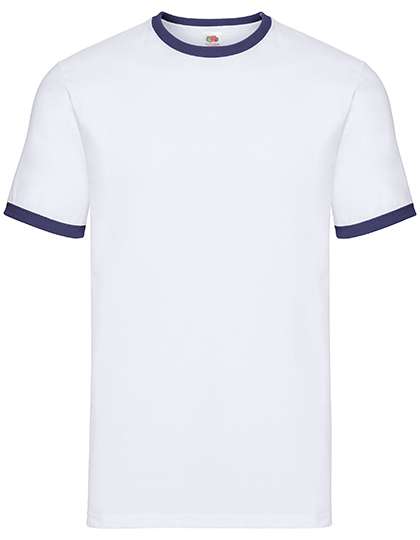 Fruit of the Loom Ringer Tee White/Navy S (F159)