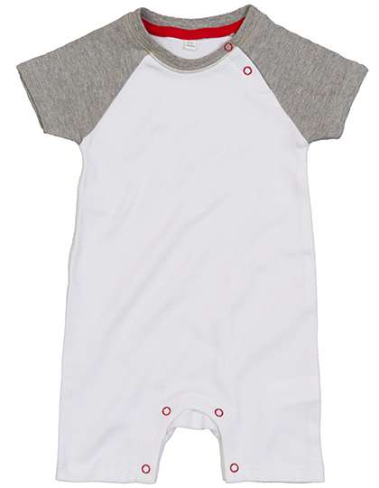 Babybugz Baby Baseball Playsuit White/Heather Grey Melange 3-6 Monate (BZ41)