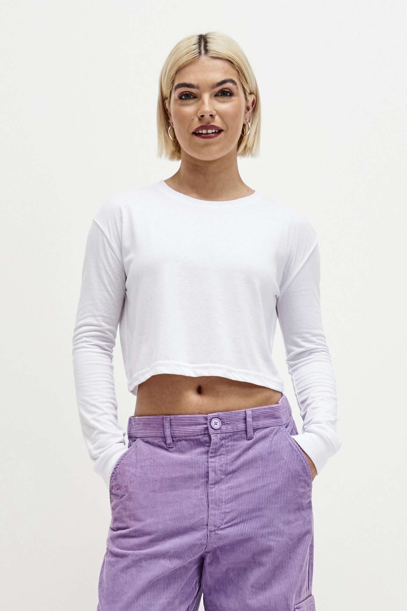 Just Ts Women´s Long Sleeve Cropped T Dusty Pink XS (JT016)