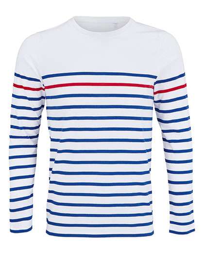 SOL´S Men´s Long Sleeve Striped T-Shirt Matelot White/Royal Blue 241 M (L03099)