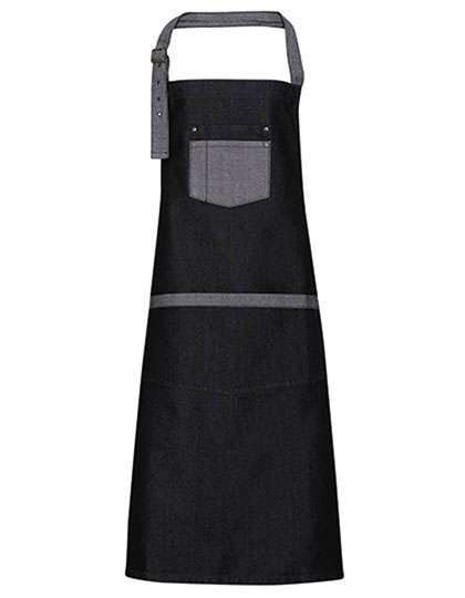 Premier Workwear Domain Contrast Denim Bib Apron Black Denim (ca. Pantone 433C) 72 x 86 cm (PW127)