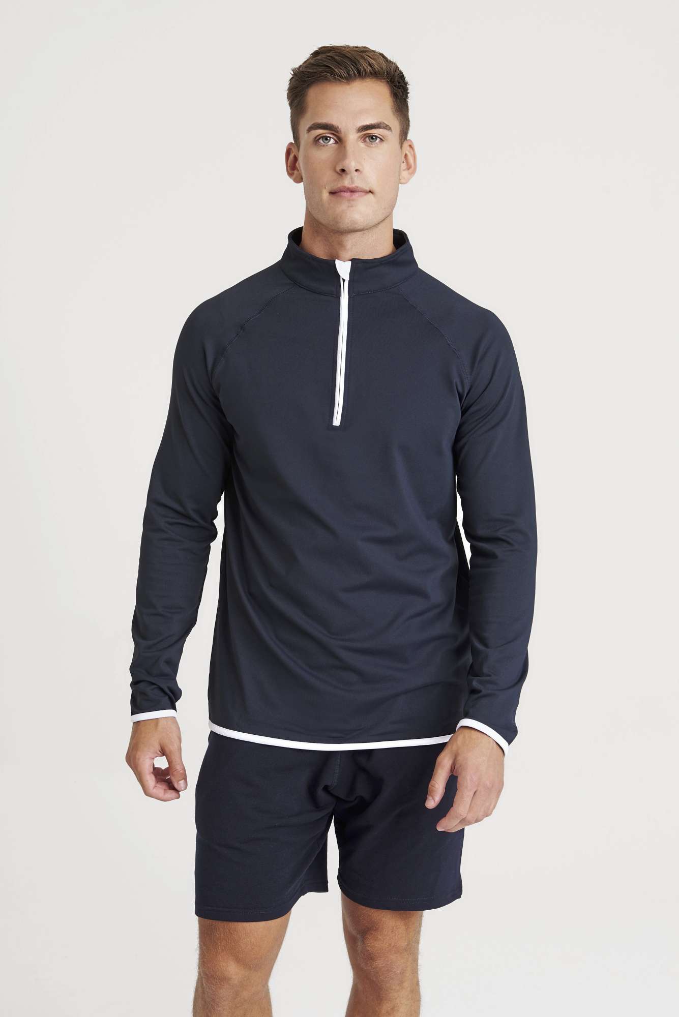 Just Cool Men´s Cool 1/2 Zip Sweat French Navy/Arctic White S (JC031)