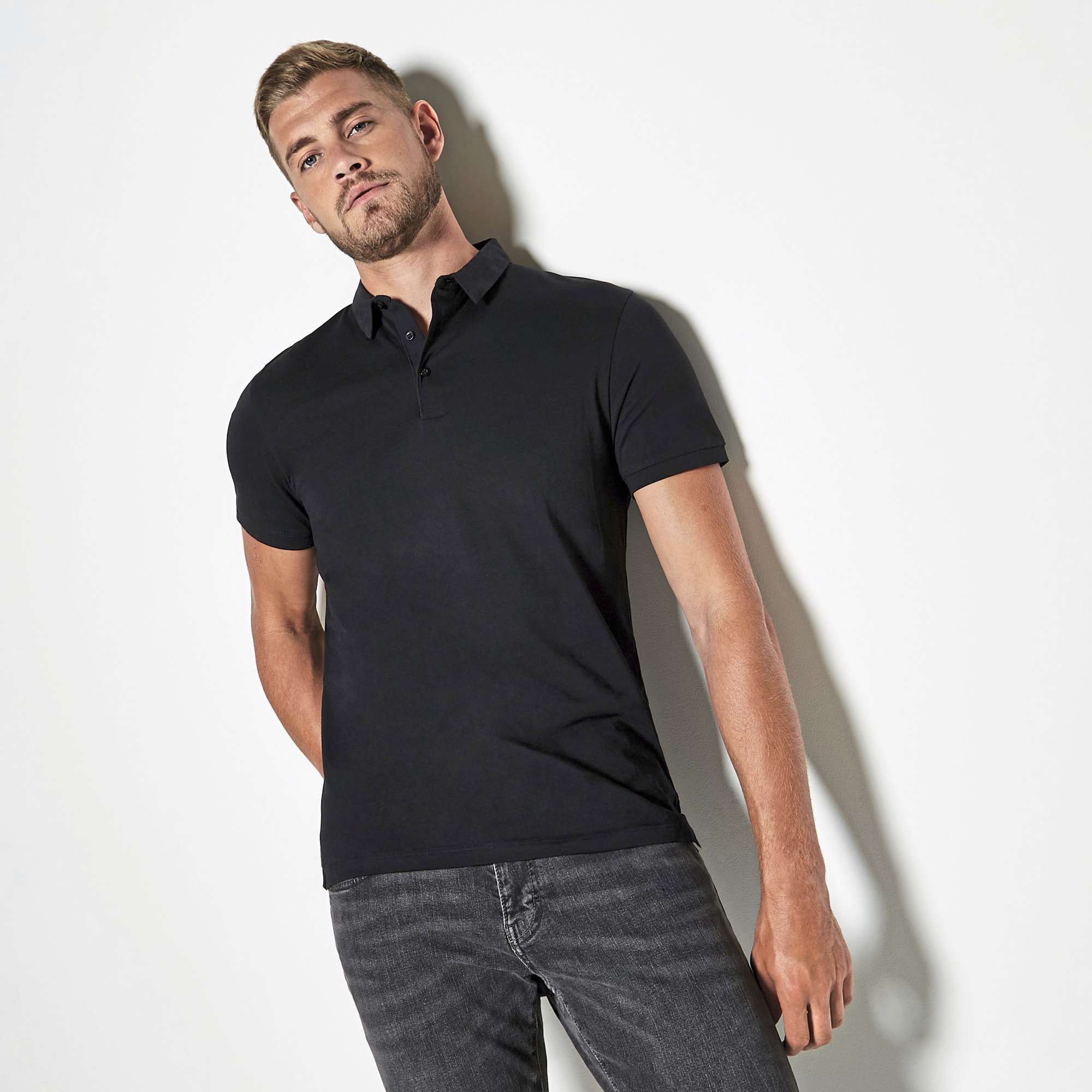 Bargear Men´s Fashion Fit Polo Shirt Short Sleeve Black S (K124)