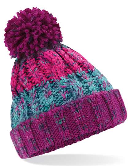 Beechfield Junior Corkscrew Pom Pom Beanie Winter Berries One Size (CB486b)