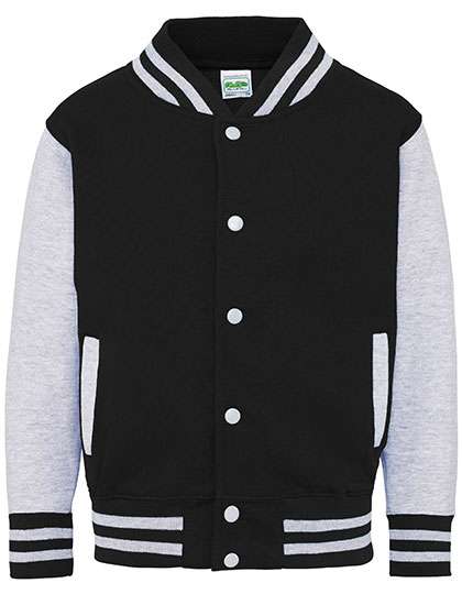 Just Hoods Kids´ Varsity Jacket Jet Black/Heather Grey 7/8 (M) (JH043K)