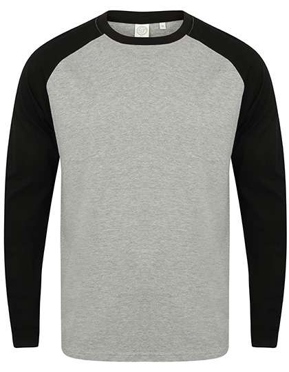 SF Men Men´s Long Sleeved Baseball T Heather Grey/Black XXL (SFM271)