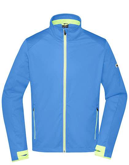 James&Nicholson Men´s Sports Softshell Jacket Bright Blue/Bright Yellow 3XL (JN1126)