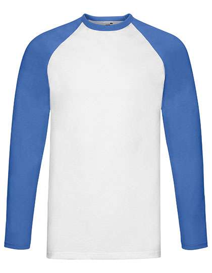 Fruit of the Loom Long Sleeve Baseball T White/Royal Blue L (F296)