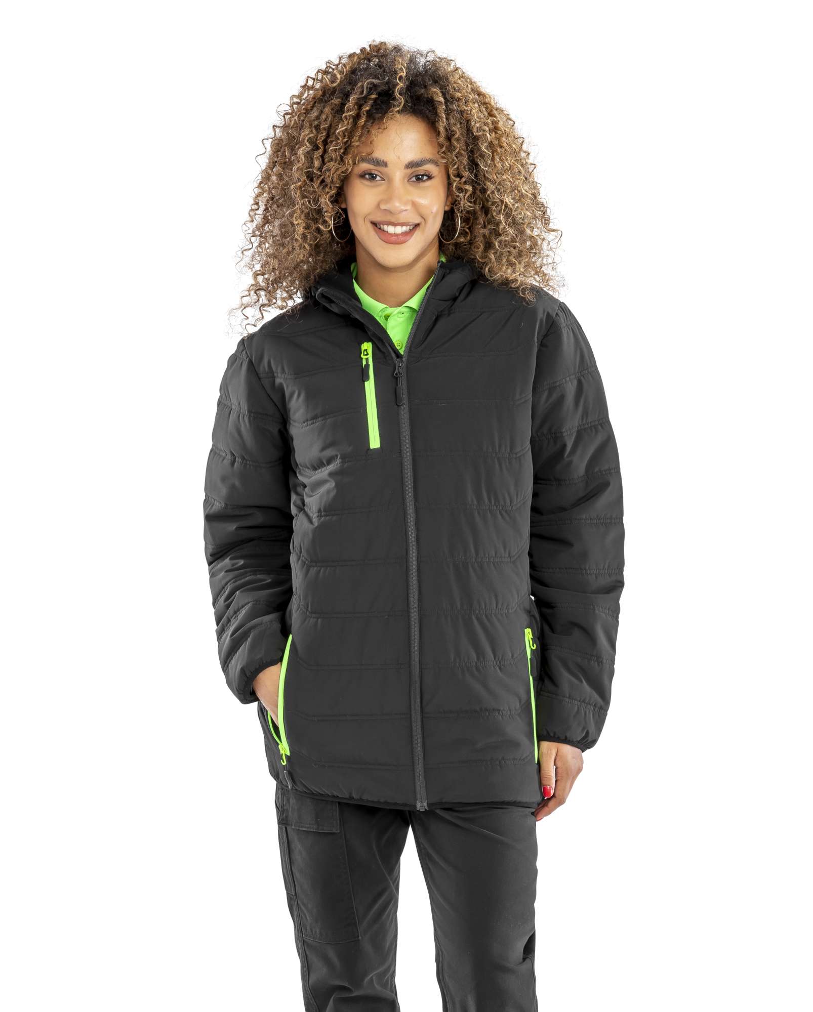 Result Genuine Recycled Recycled Black Compass Padded Winter Jacket Black/Lime 3XL (RT240)