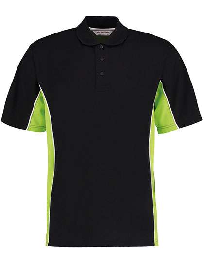 Kustom Kit Classic Fit Track Polo Black/Lime L (K475)