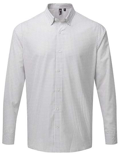 Premier Workwear Men´s Maxton Check Long Sleeve Shirt Silver (ca. Pantone 429C)/White XL (PW252)