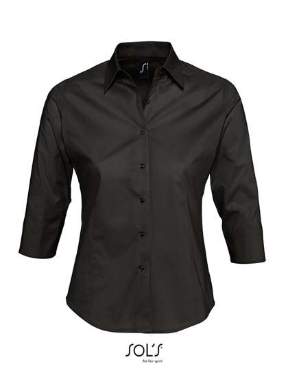 SOL´S Women´s Stretch-3/4-Sleeve Blouse Effect Black M (L631)