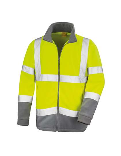 Result Safe-Guard Safety Microfleece Jacket Fluorescent Yellow/Workguard Grey M (RT329)