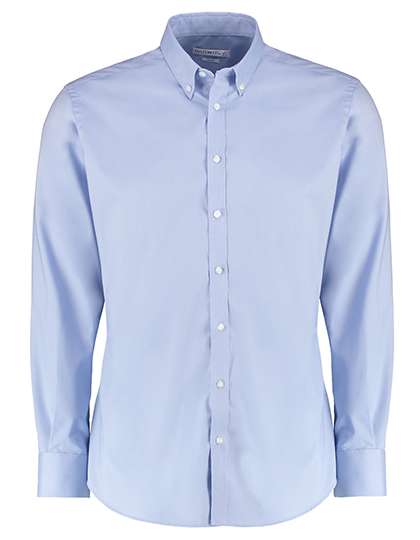 Kustom Kit Men´s Slim Fit Stretch Oxford Shirt Long Sleeve Light Blue 45/46 (18) (K182)