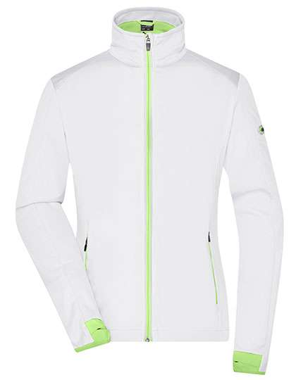 James&Nicholson Ladies´ Sports Softshell Jacket White/Bright Green L (JN1125)