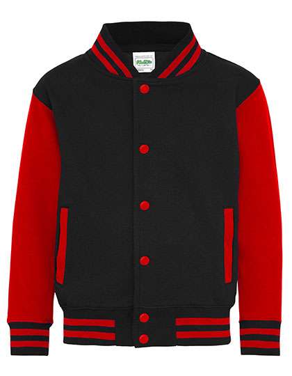 Just Hoods Kids´ Varsity Jacket Jet Black/Fire Red 9/11 (L) (JH043K)