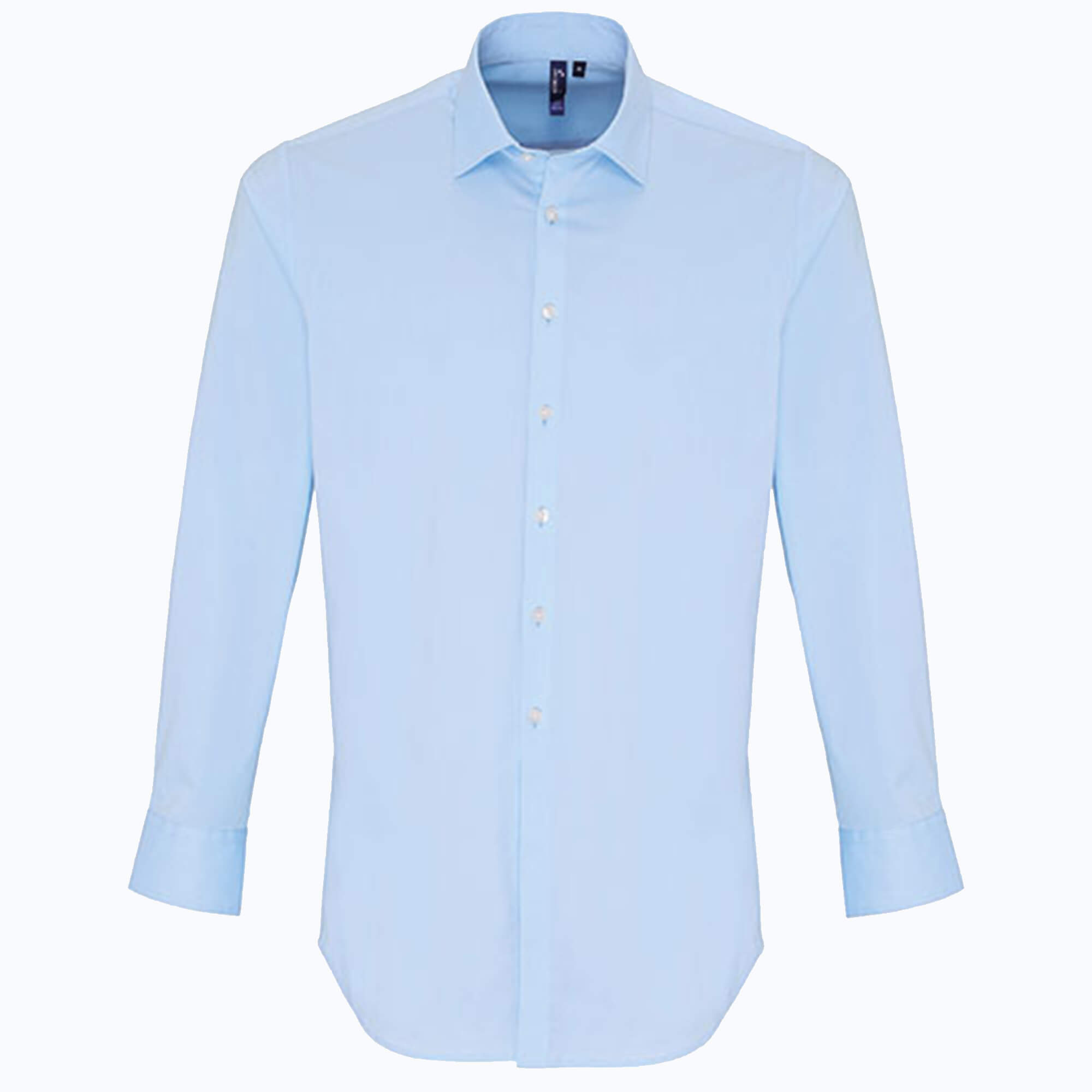 Premier Workwear Men´s Stretch Fit Poplin Long Sleeve Cotton Shirt Pale Blue (ca. Pantone 2717C) M (PW244)