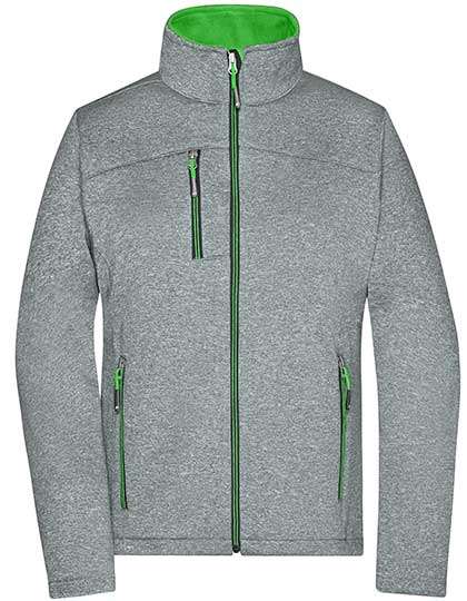 James&Nicholson Ladies´ Softshell Jacket Dark Melange/Green M (JN1147)