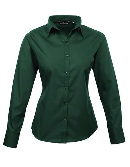 Premier Workwear Women´s Poplin Long Sleeve Blouse Bottle Green 48 (3XL/20) (PW300)