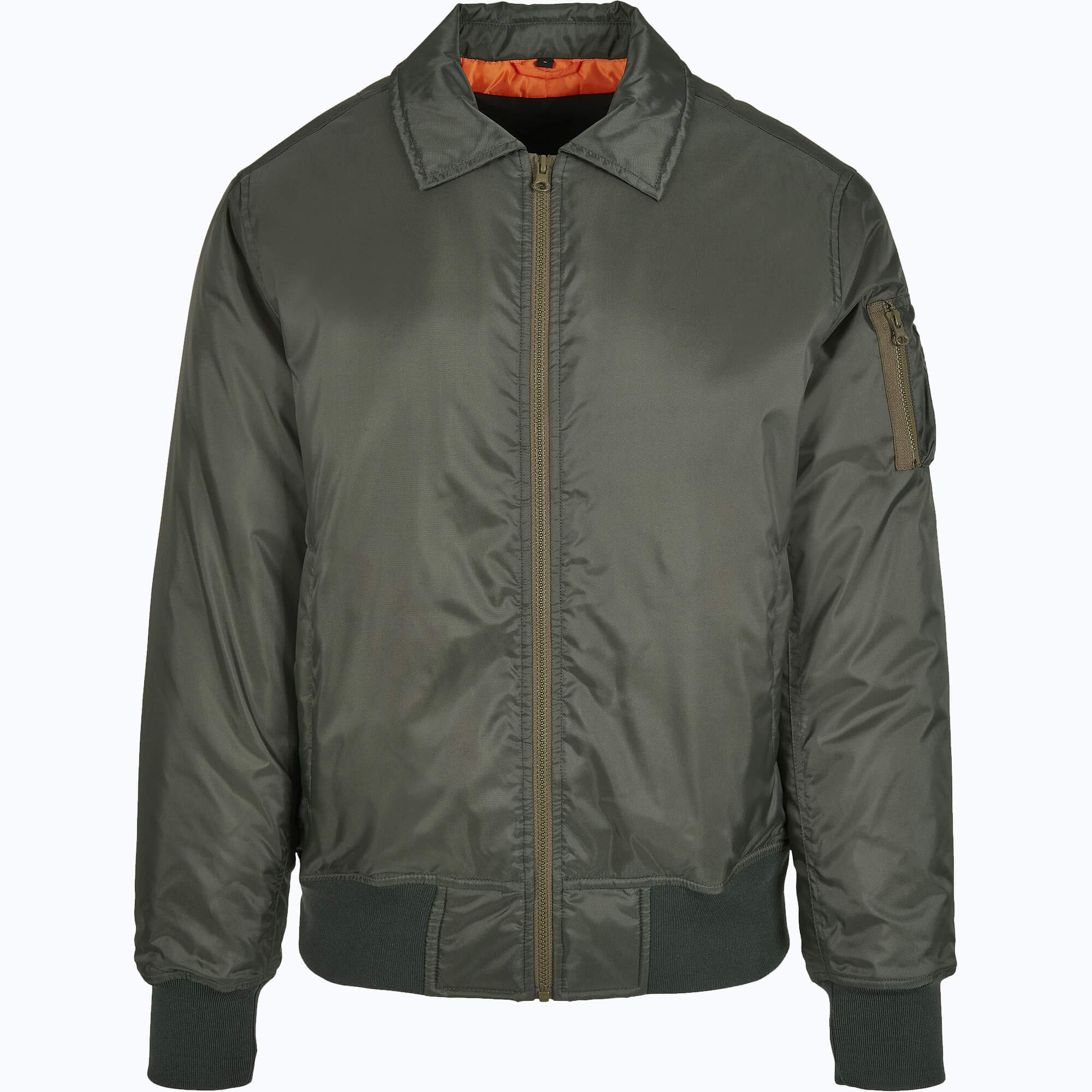 Build Your Brand Collar Bomber Jacket Dark Olive 5XL (BY157)