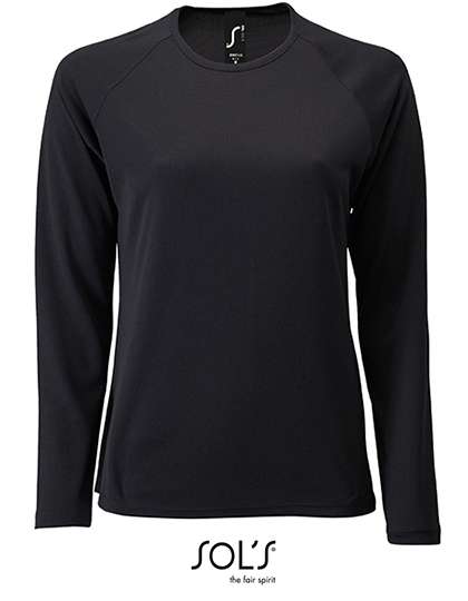 SOL´S Women´s Long Sleeve Sports T-Shirt Sporty Black XL (L02072)