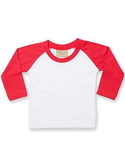 Larkwood Long Sleeved Baseball T-Shirt White/Red 12/18 Monate (LW025)