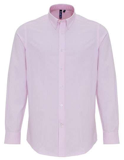 Premier Workwear Men´s Cotton Rich Oxford Stripes Shirt White/Pink (ca. Pantone 1895C) S (PW238)