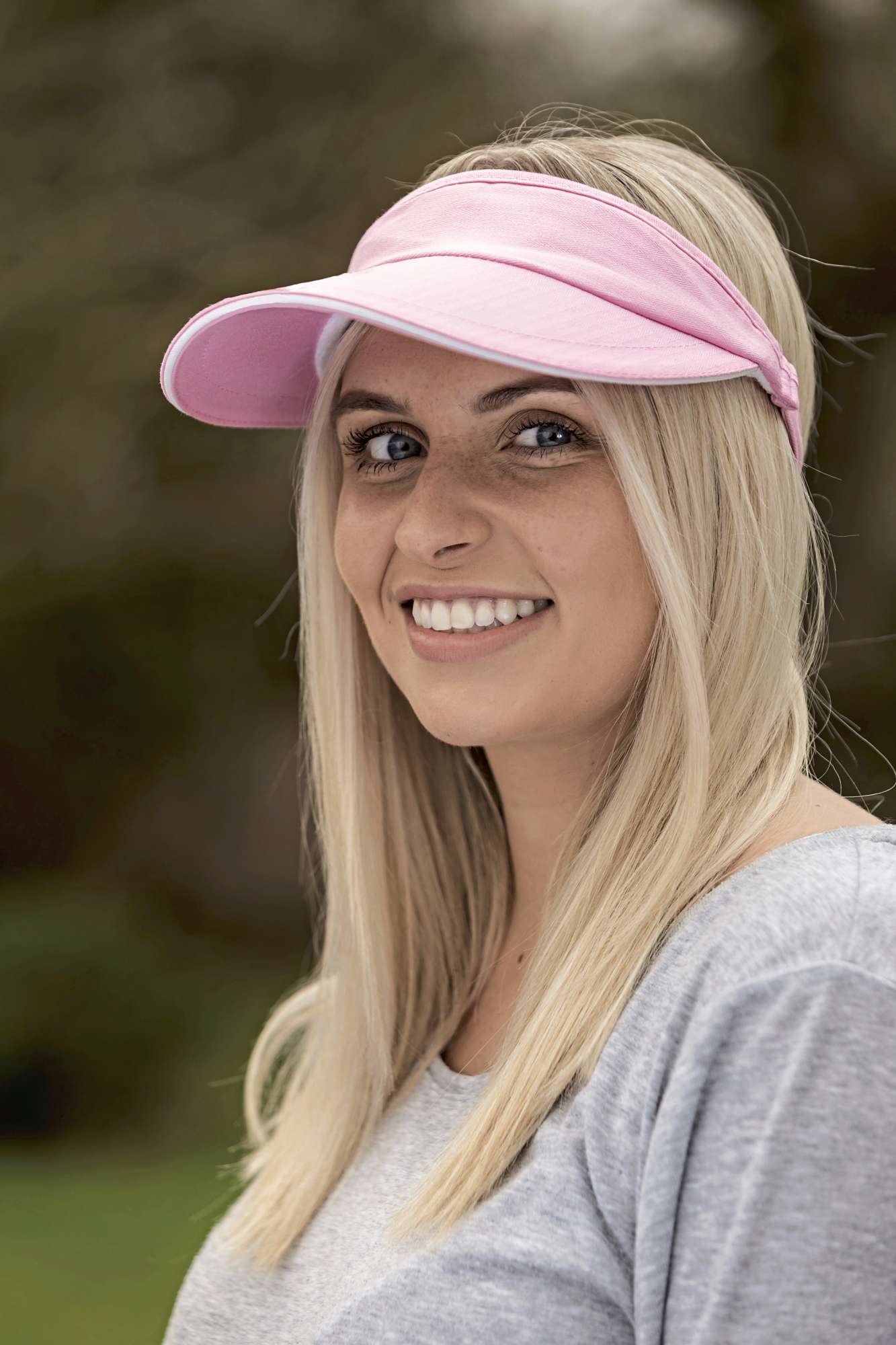 Result Headwear Herringbone Sun Visor With Sandwich Peak Pink/White One Size (RH48)