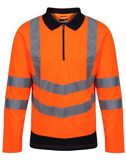 Regatta High Visibility Pro Hi-Vis Long Sleeve Polo Shirt Orange/Navy XL (RG192)