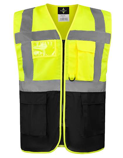 Korntex CO² Neutral Multifunctional Executive Safety Vest Hamburg Signal Yellow/Black 5XL (KX810)