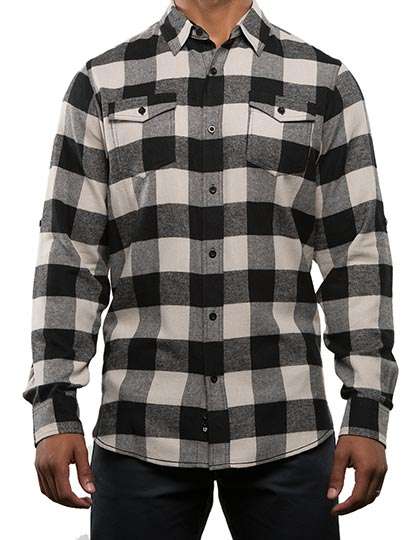 Burnside Woven Plaid Flannel Shirt Ecru - Black (Checked) S (BU8210)