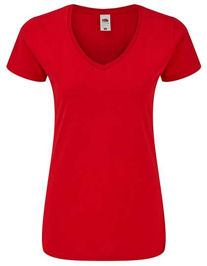 Fruit of the Loom Ladies´ Iconic 150 V Neck T Red L (F274)