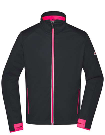 James&Nicholson Men´s Sports Softshell Jacket Black/Light Red 3XL (JN1126)